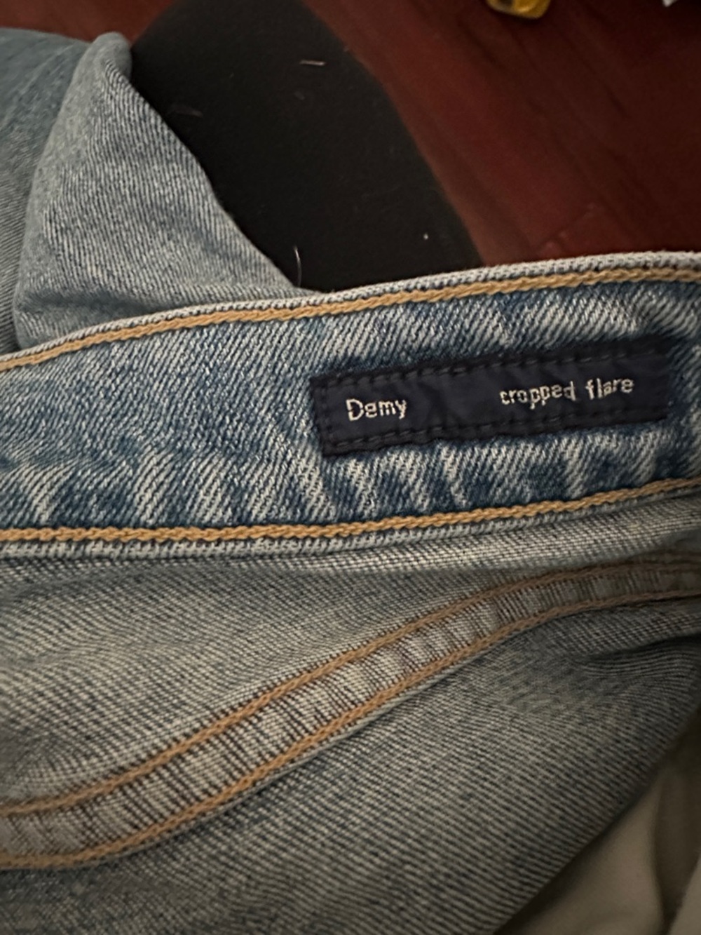 Citizens Of Humanity Distressed Denim Cropped Flare Jeans Pink Floral Side Trim - Picture 12 of 15